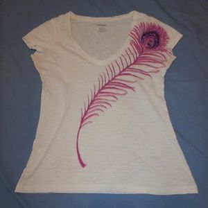 Express Peacock Feather Bling Burnout tee